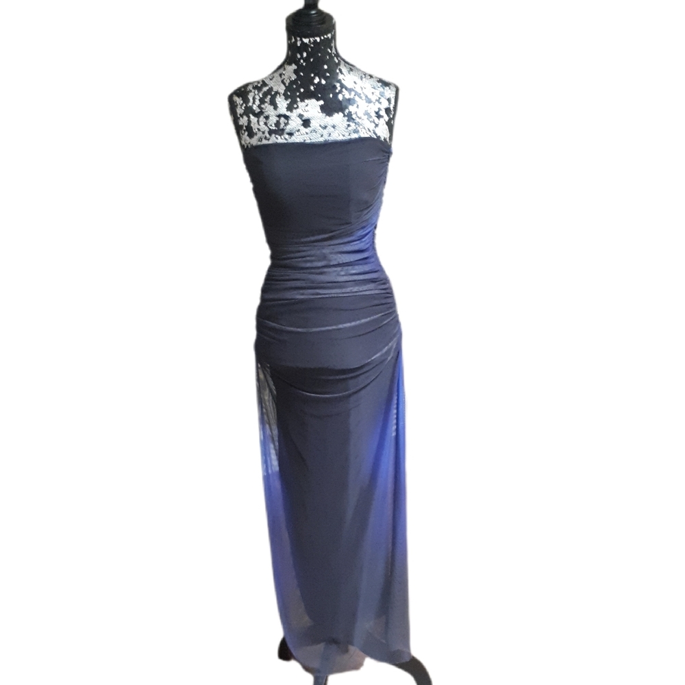 New Zara Strapless Black And Blue Dress